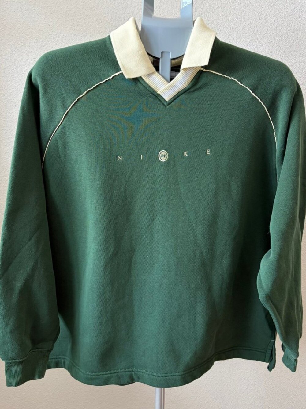 Nike Sportswear Phoenix Fleece Pullover Oversized Womens LG Green Polo Collar